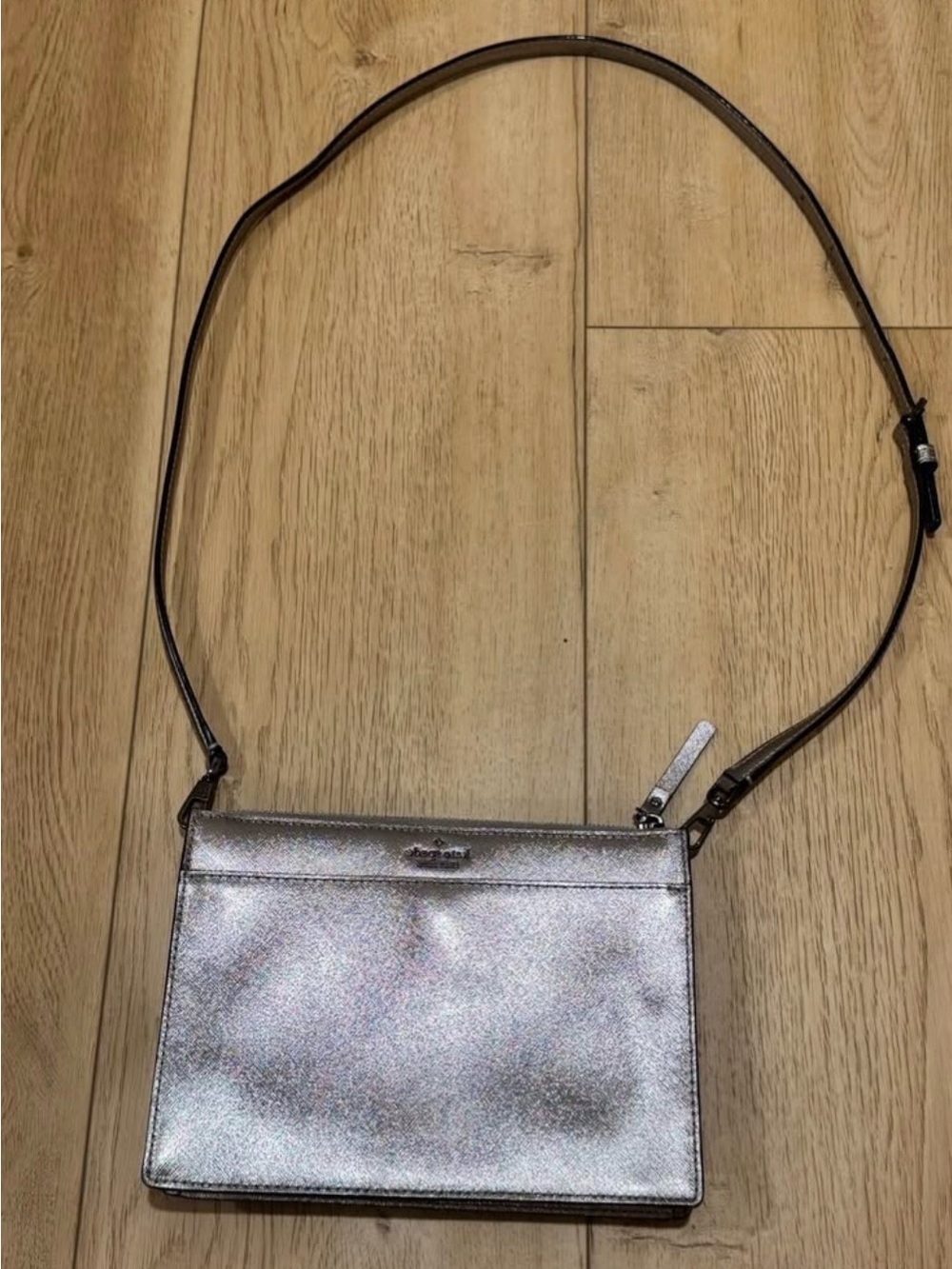 KATE SPADE  Metallic Silver Crossbody Shoulder Bag or as a clutch